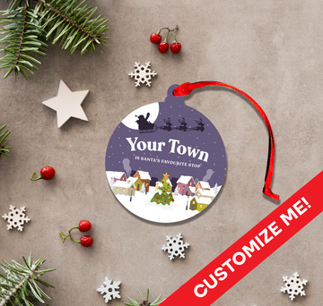 Custom Your Town is Santa's Favourite - Tree Ornament